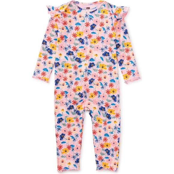 Tea collection ruffle shoulder floral romper size 12-18 months new no tag - Picture 1 of 6